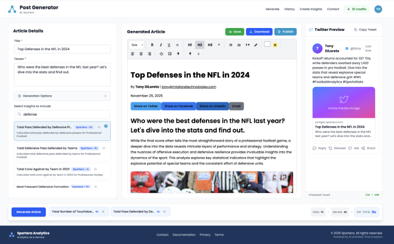 PostGen Article Generator Interface